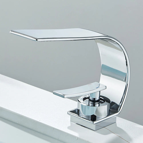 Waterfall Bathroom Sink Faucet Single Handle Basin Faucet Hot Cold Water Mixer Tap For Bathroom Sink