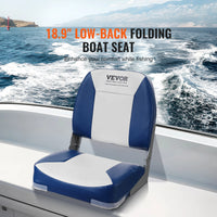 VEVOR Boat Seat 18.9" Low Back Boat SeatFolding Boat Chair with Thickened Sponge Padding and Hinge Fold-Down Boat Captain Chair