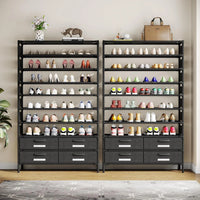 bookshelf with 4 Bins Drawers for Closet Entryway, Vertical Shoe Racks Free Standing wardrobes, clothes rack