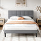 JHK Queen Bed Frame with Headboard No Box Spring Needed Linen Upholstered Wooden Platform Bed Frame with Wood Slats Support