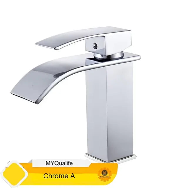Black Waterfall Basin Sink Faucet Tall Bathroom Mixer Tap Wide Spout Vessel Sink Fauet Hot Cold Water Tap