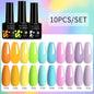 LILYCUTE 10PCS/Set Набір гель-лаків для нігтів Рожевий фіолетовий гель для нігтів Напівперманентний УФ світлодіодний лак Nail Art Design Soak Off Набір гелів для нігтів