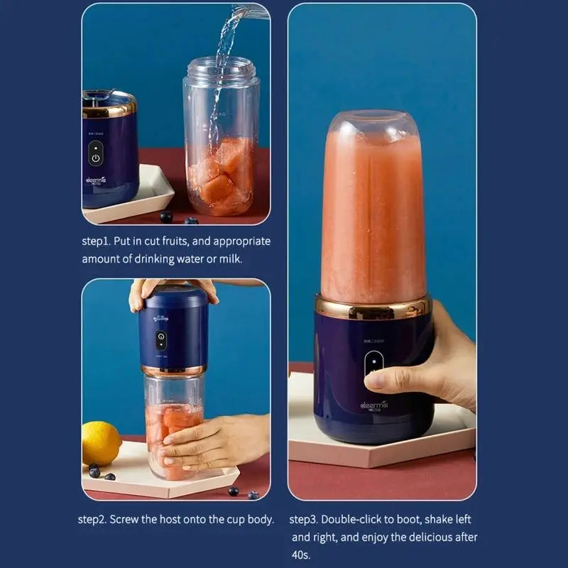 Portable Juicer Cup 6 Blade Blender Bottle  Household Fruit Juicer Cup Smoothie Blender USB Rechargeable Juicer Kitchen Tool