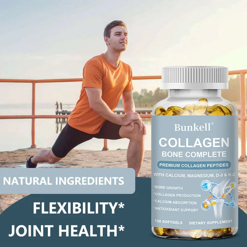 Type 1 & 3 Collagen Bone Complete Formula with Vitamins and Minerals to Support Bone Growth, Skin Health, 120 Capsules