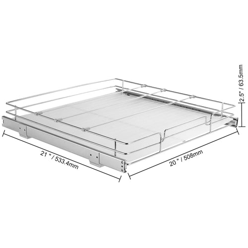 VEVOR Pull Out Cabinet Organizer, Chrome-Plated Steel Roll Out Drawers, Sliding Drawer Storage for Inside Kitchen Cabinet