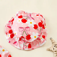 Baby Girls  Swimsuit with Sun Hat Set Floral Print Ruffle Sleeve Zip Up Rash Guard Swimwear Beachwear for Toddler Girls