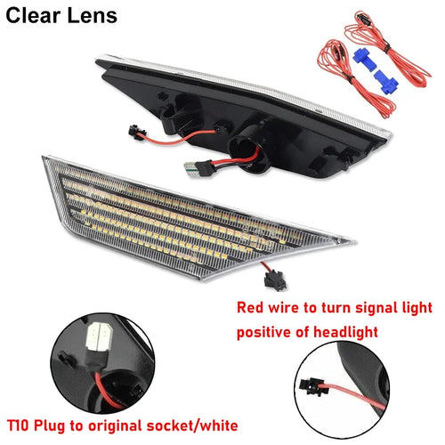 2Pcs For 10th Gen Honda Civic MK10 2016-2021 LED Amber Side Marker Indicator Repeater Light Turn Signal Lamp Blinkers White DRL