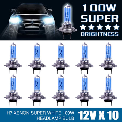 2/10Pcs H7 100W 12V Car Fog Light Halogen Bulbs Super Bright Car Headlight Bulbs Auto Parking Lamp Led Bulbs Car Accessories