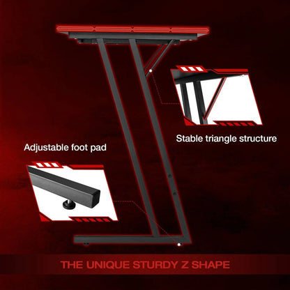 L Shaped Gaming Desk Computer Corner Desk Table with Large Monitor Riser Stand for Home Office Writing Workstation (51 Inch) ﻿