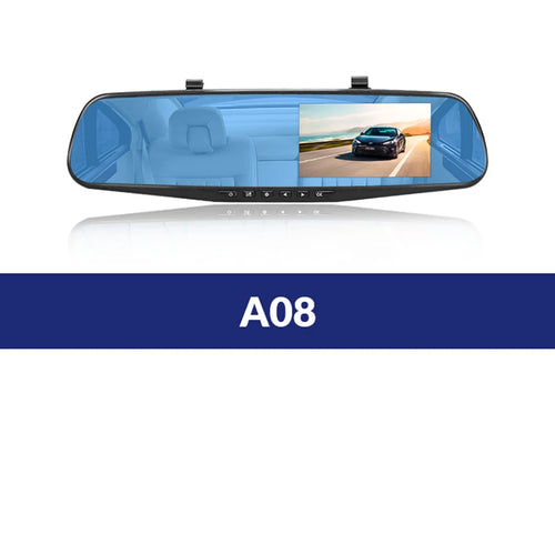 E-ACE Dash Cam 4.3 Inches Car DVR Rearview Mirror Driving Recorder Dual Lens Front and Rear Camera Video Recorder Black Box