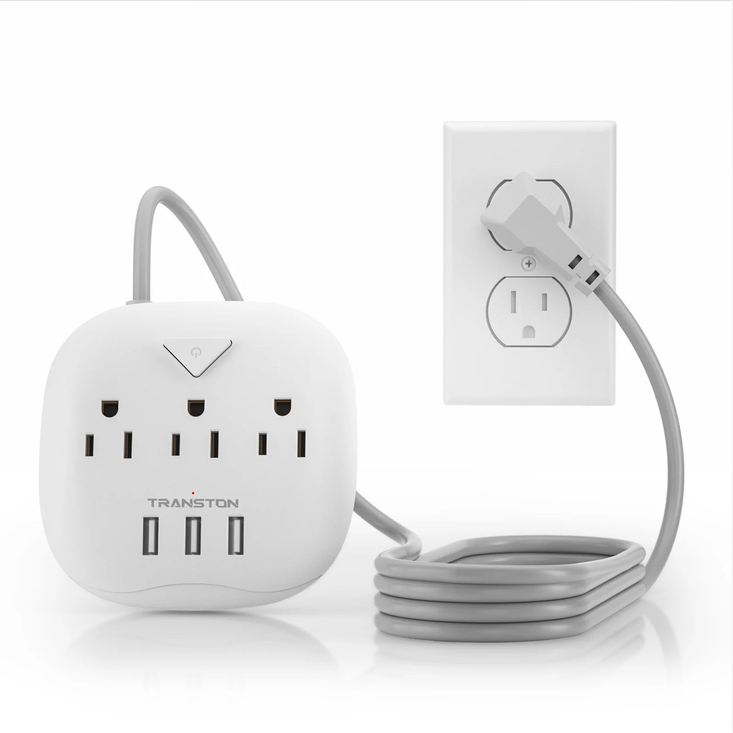 TRANSTONpower strip with switch, 3power strip  , 3 USB Ports, 5ft Extension Cord, Quick Charge, Fire Resistant, For Home and off