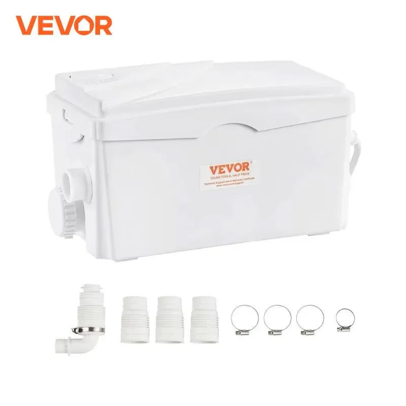 VEVOR Macerator Pump 350W 6000 L/h Flow 23 ft/7 m Head Macerator Sewerage Sump Pump with 3 Water Inlets Water Disposal Machine