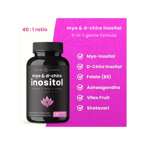 Inositol 2000 mg Supplement, Ovarian & PCOS, Supports Female Fertility & Hormonal Balance, 120 Veggie Capsules