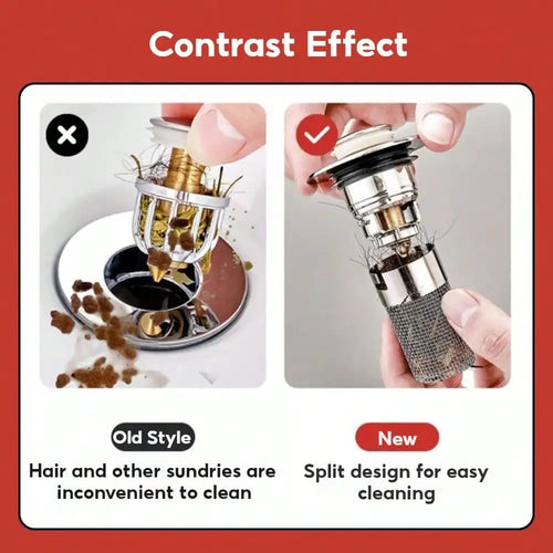 2Pcs Bathroom Sink Stopper,Universal Replacement  Up Stainless Steel Sink Drain Filter with Hair Catcher,1.1-1.45Inch