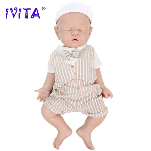 IVITA WB1528 43cm 2508g 100% Full Body Silicone Reborn Baby Doll Realistic Male Baby Toys with Clothes for Children Dolls Gift