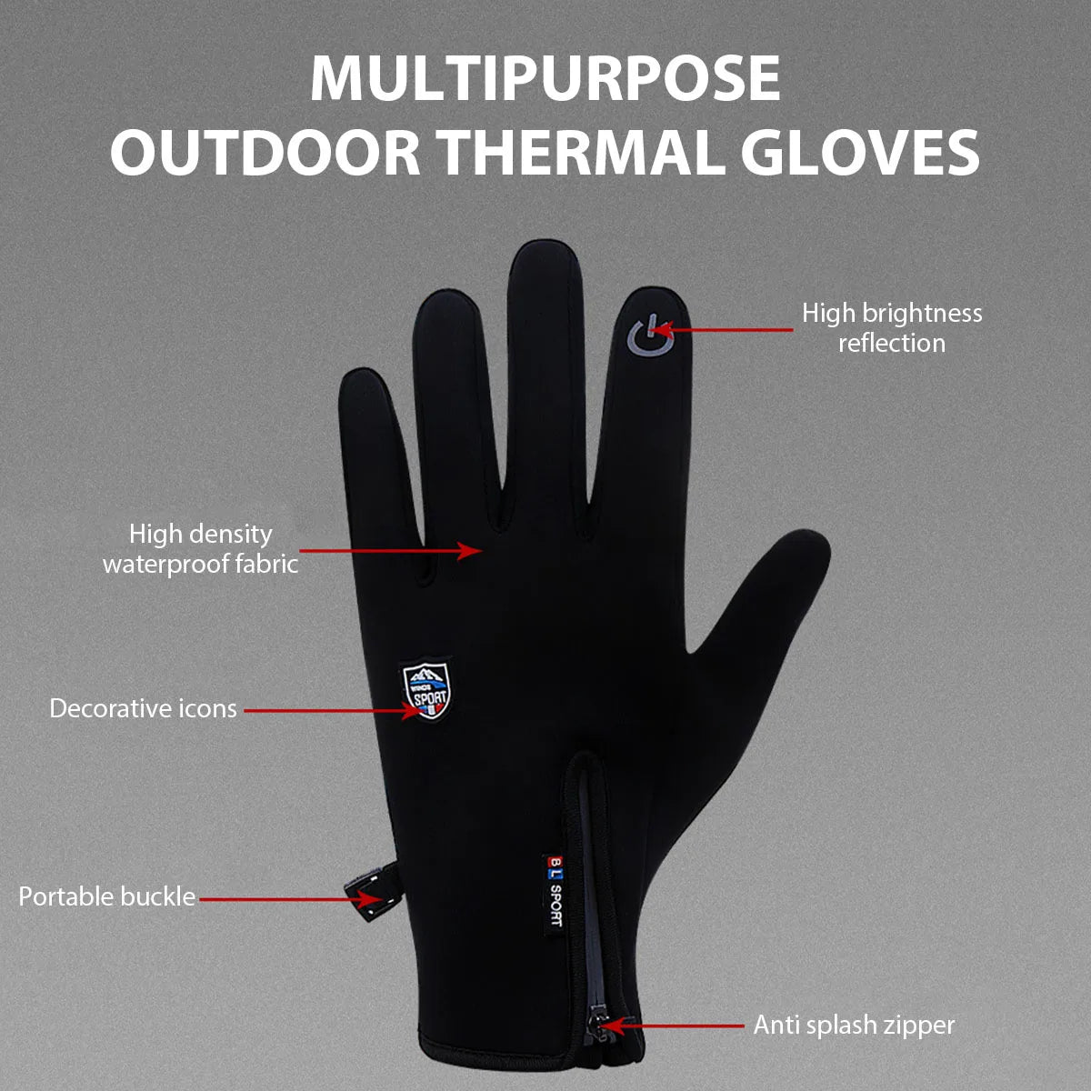 Winter Warm Motorcycle Gloves With Wrist Support Touch Screen Cycling Gloves Outdoor Sport Anti-slip Windproof Full Finger Glove