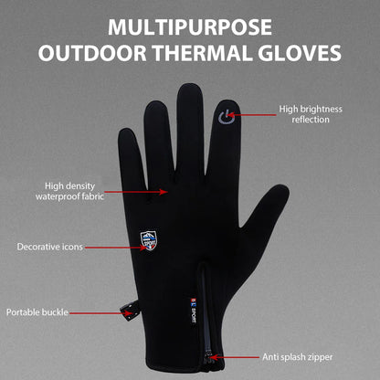 Winter Warm Motorcycle Gloves With Wrist Support Touch Screen Cycling Gloves Outdoor Sport Anti-slip Windproof Full Finger Glove