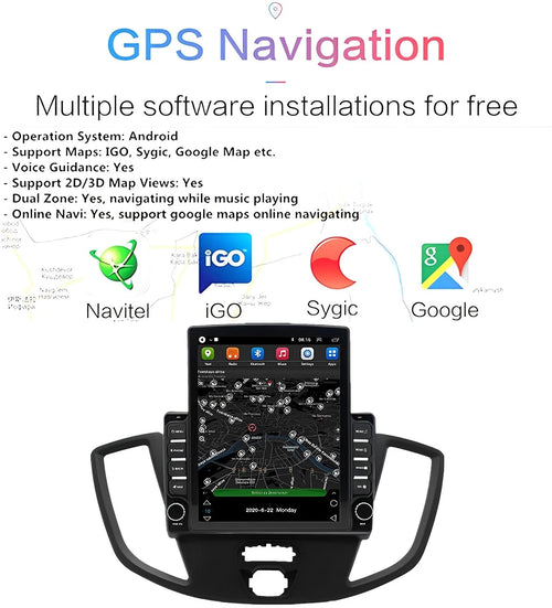 2G + 32GB Car Stereo Radio CarPlay GPS Navigation Player Compatible for Ford Transit Custom 2013-2019 9.7Inch Android 13