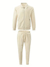 2 Pieces Classic Men's Sportswear Set - Soft, Breathable, Full Zip Tracksuit