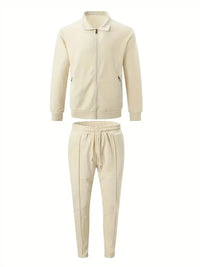 2 Pieces Classic Men's Sportswear Set - Soft, Breathable, Full Zip Tracksuit