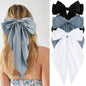 Hair Bows for Women Girls 3Pcs White Pink Black Silky Satin Large Bows Hair Clip Oversized Hair Ribbons Long Tail Big Hair Bows