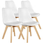JHK PU Leather Dining Chairs Set of 4 Wooden Legs Lounge Chair for Home Kitchen Comfortable Sponge Cushion Living Room Chair
