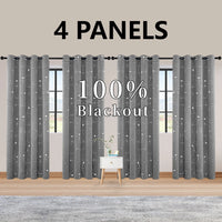 4PCSBlackout Curtains Grommet Thermal Insulated Room Darkening  With Circle And Dots Foil Printed For Bedroom