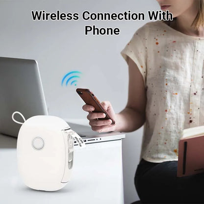 Mini Portable Thermal Printer Bluetooth Wireless Pocket Label Maker Home Study for Android iOS with 1roll Stickable Label Paper