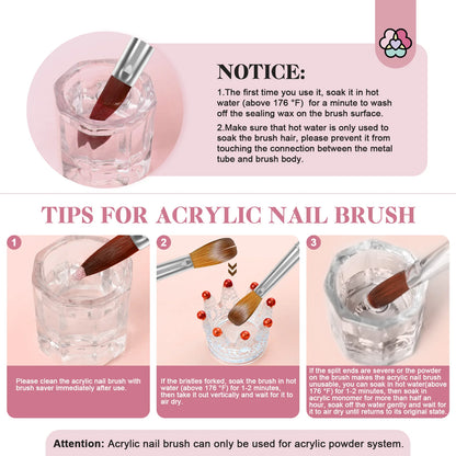 Saviland 4pcs Kolinsky Acrylic Nail Brush Set Good Quality Nail Art Mink Brush Manicure Brush Drawing Nail Art Design Beginners