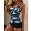 Summer Women'S Swimming Suit Ladies Striped Sleeveless Swimwear Two Piece Swimsuit With Shorts Bathing Suit Fashion Beachwear