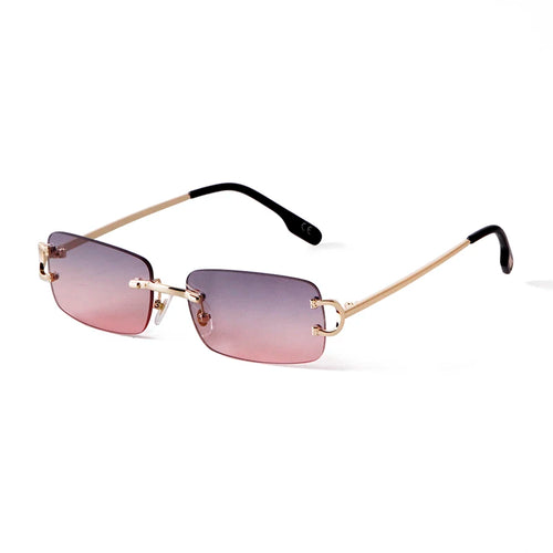 Blue Rimless Rectangle Sunglasses Men 2023 Brand Design Metal Fashion Square Sun Glasses for Women Gradient Lens Frameless UV400