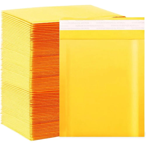 Kraft Foam Mail 4x8 "100 pieces, small zip-lock mail transport bag, yellow padded envelope #000