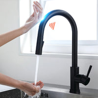 Sensor Kitchen Faucets Black Gold Smart Touch Inductive Sensitive Faucet Mixer Tap Single Handle Dual Outlet Water Modes 1005J