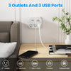 TRANSTON   2 pcs，Switch with surge protector Mini Portable power strip 6-in-1 Multifunctional 3 power strip 2 USB ports 1-usb-c