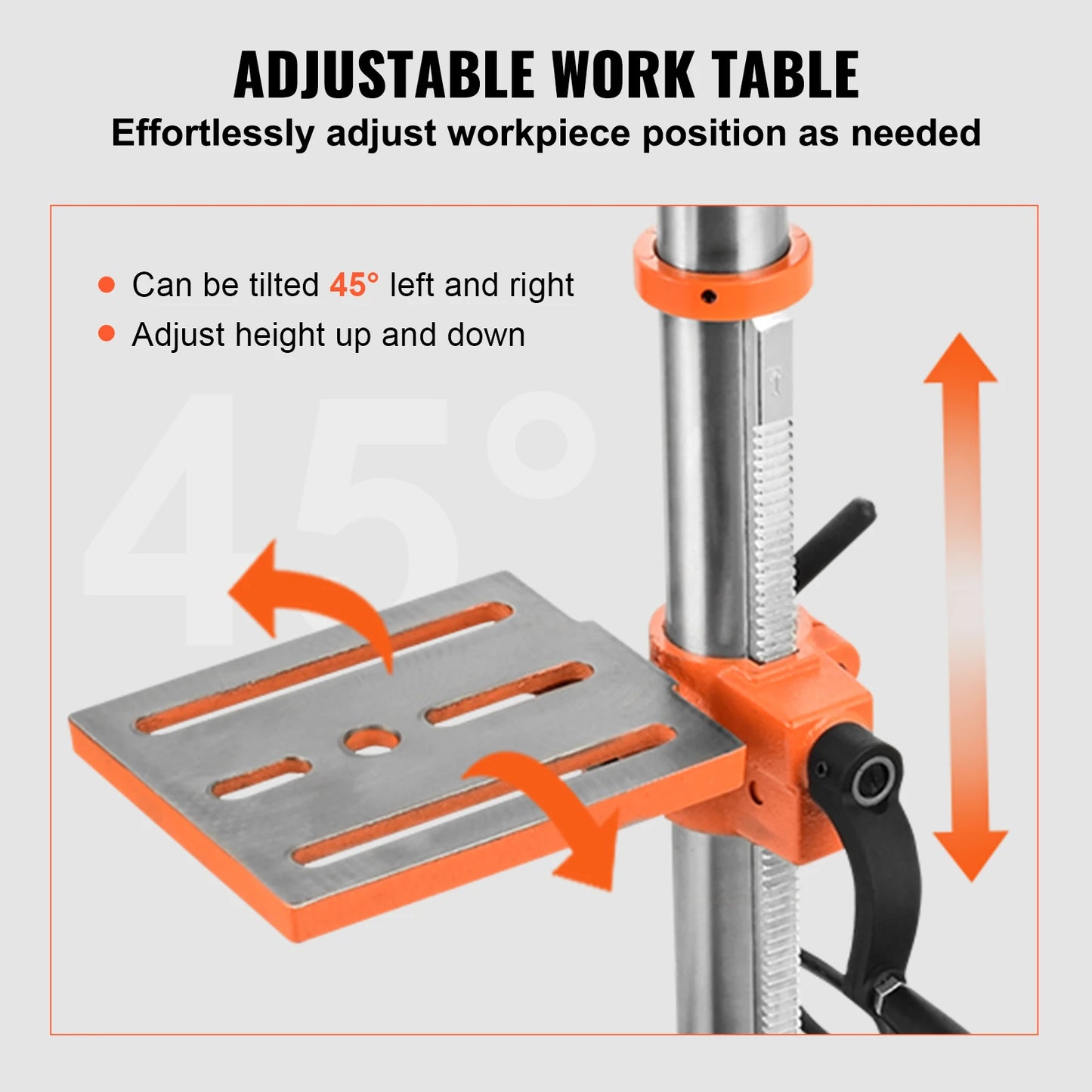 VEVOR Tabletop Drill Press 3.2 Amp 120V 5-Speed Settings 10'' Swing, Comes with Laser Pointer & Illumination Light for Wood Work