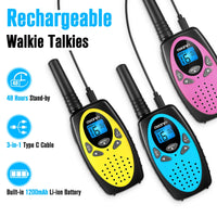 AWANFI Walkie Talkies Rechargeable 3 Pack for Kids Adults, 2 Way Radios with 1200 mAh Li-ion Battery, 22 Channels for Outdoor EzBuyCo