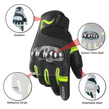 Motorcycle Gloves Touchscreen Leather Men Racing Protective Motorcross Guantes for Yamaha BMW KTM Carbon Shell Anti-slip Gloves