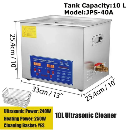 VEVOR Ultrasonic Cleaner 2L 3L 6L 10L 15L 22L 30L Digital Timer Stainless Steel Bath Jewelry Glasses Watch Cleaning Machine
