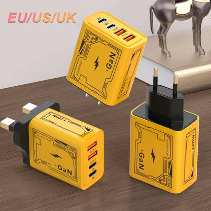 120W USB Charger Type C Mobile Phone Adapter Quick Charge 3.0 EU/US Plug Wall Chargers 6A Fast Charging Cable For iPhone Samsung