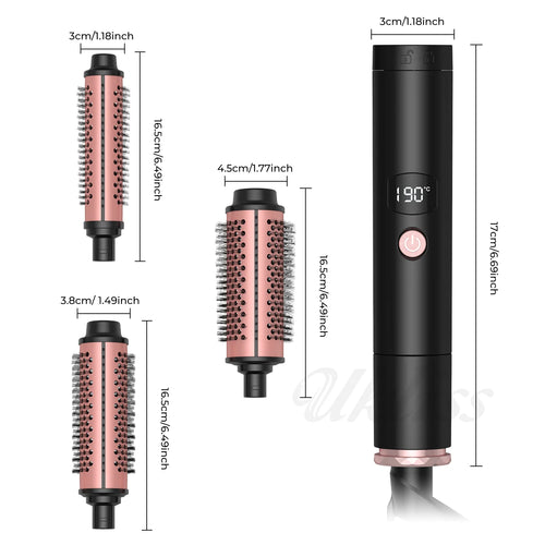 Thermal Brush 3 in 1 Set ionic Heated Round Curling Brush Hair Style Ceramic Double PTC Heater Fast Heating Curling Iron Brush