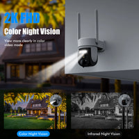 Wireless outdoor solar security camera 2K 360°PZT panoramic tilt, CCTV low power 2.4GWiFi, AI motion detection, PTZ PIR ,IP66