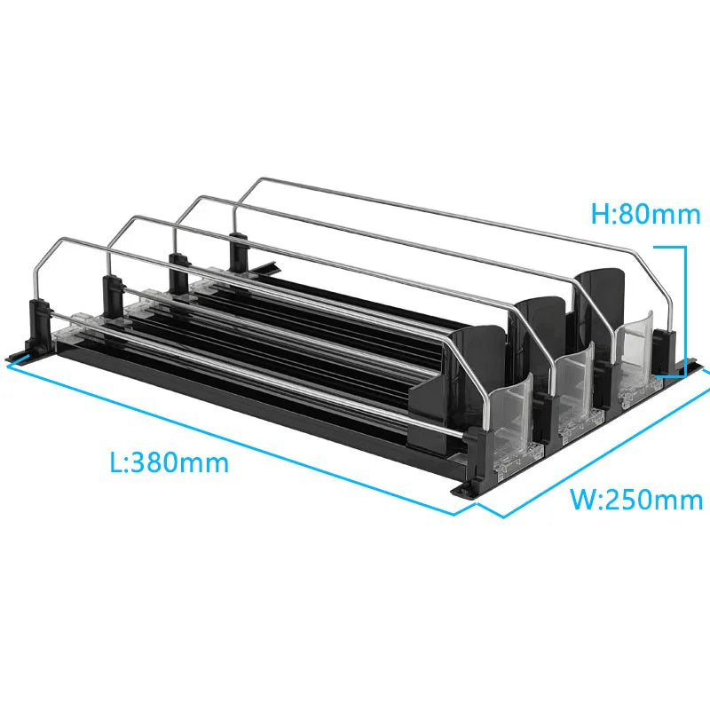 Canned Beverage Push Rack Drink Organizer Dispenser Spring Push Adjustable Storage Shelf E-shaped Glide Kitchen Fridge