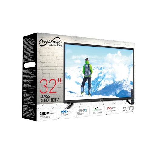 32" Supersonic 1080p Widescreen LED HDTV with USB, SD Card Reader and HDMI (SC-3210) Jupiter Gear