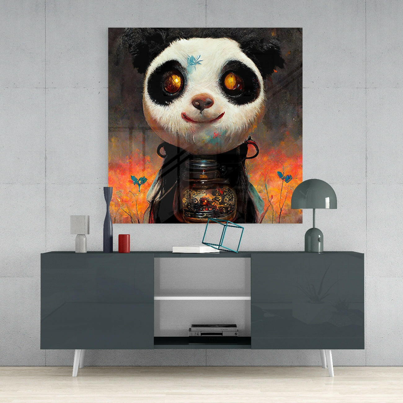 Insigneart USA Insigneart USA Panda Cup Glass Wall Art || Designer Collection
