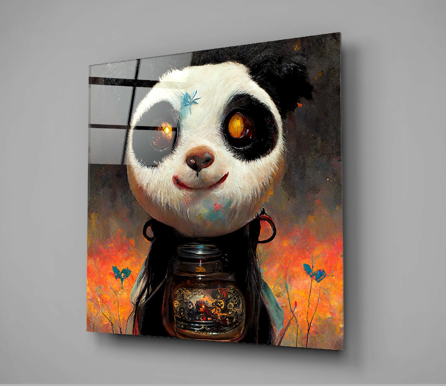 Insigneart USA Insigneart USA Panda Cup Glass Wall Art || Designer Collection