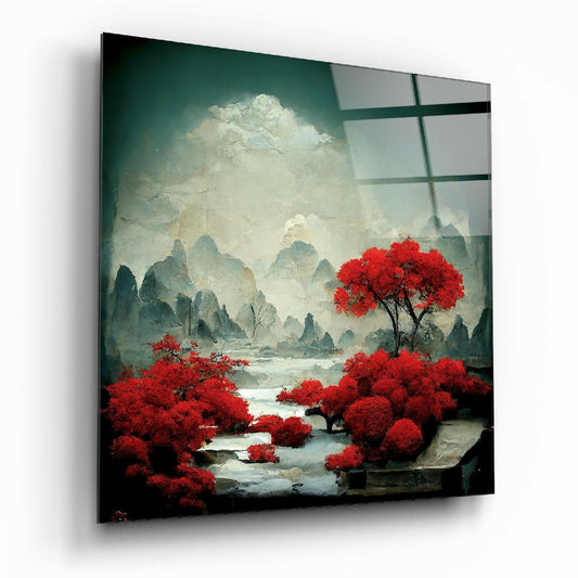 Insigneart USA Insigneart USA Red Forest Glass Wall Art || Designer Collection