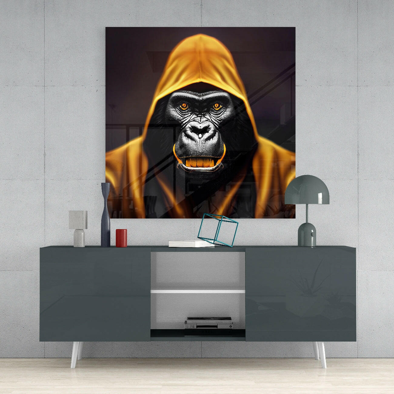 Angry Smile Glass Wall Art  || Designers Collection