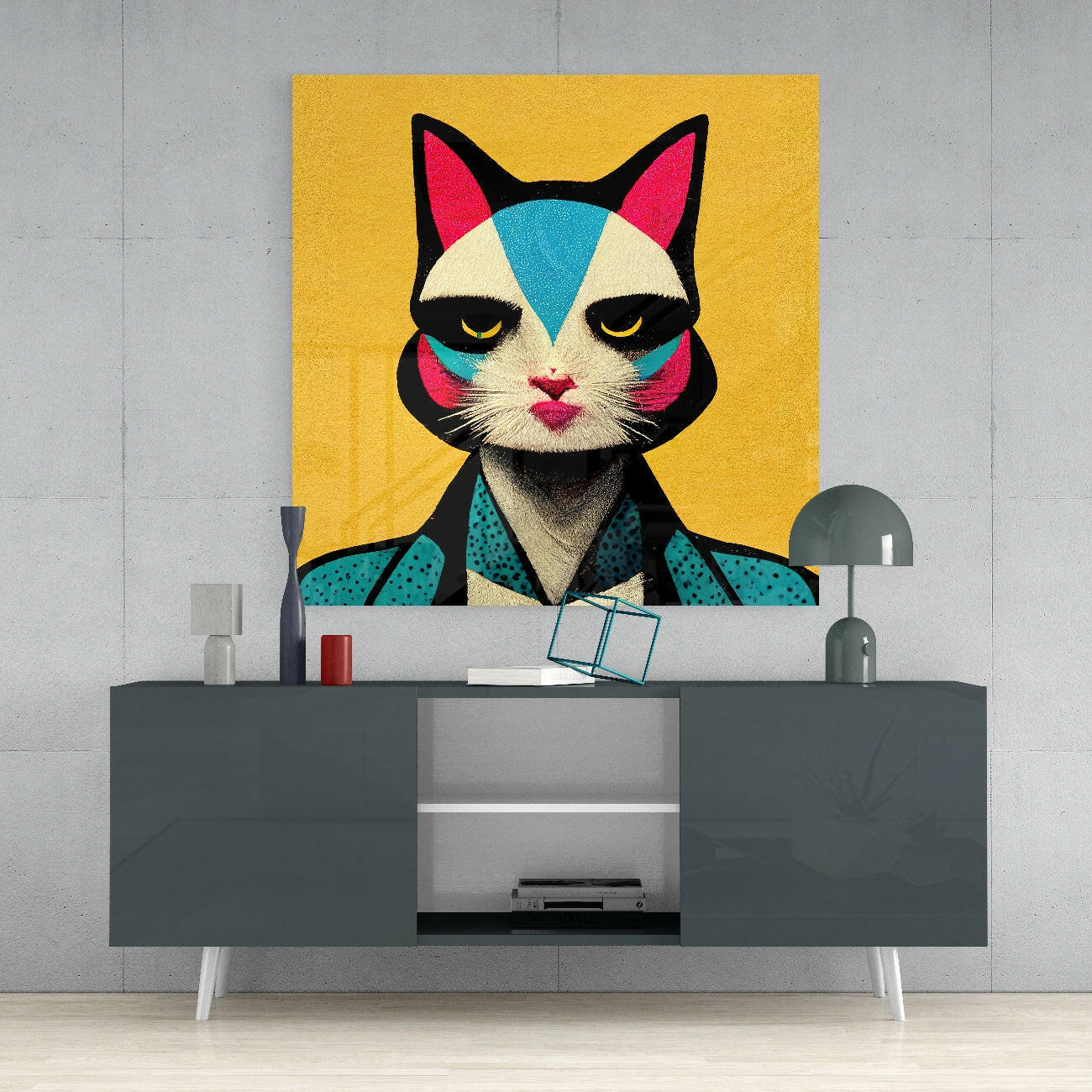 Insigneart USA Insigneart USA Ms. Cat Glass Wall Art || Designer Collection