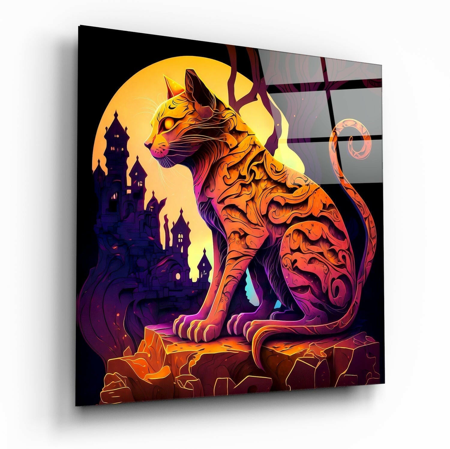 Insigneart USA Ancient Cat Glass Wall Art || Designers Collection