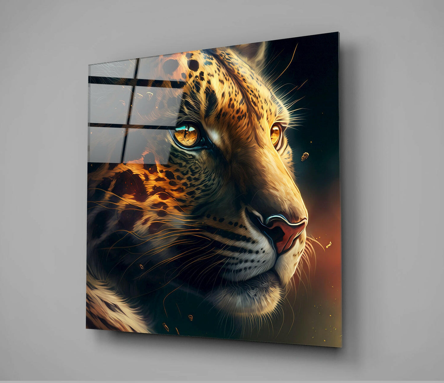 Leopard Glass Wall Art  || Designer Collection Insigneart USA